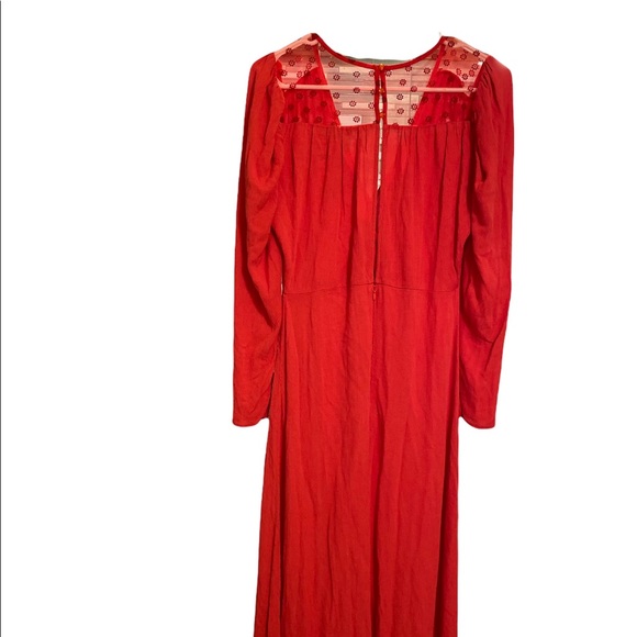 NSR red midi slit lace dress - Picture 6 of 8